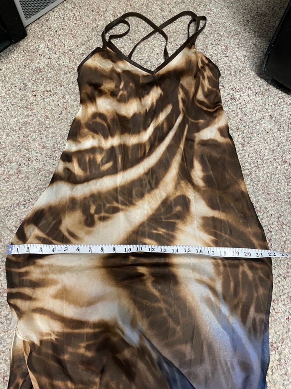 Danier leather/100% silk Brown and Blue Ombre Slip maxi Dress with Slit- new - Picture 7 of 12